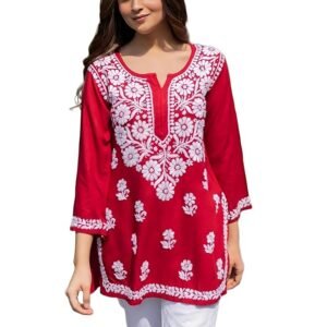 Sidhidata Women Rayon Regular Stylish Kurti with 3/4 Sleeves & Beautiful Neck Embroidery Ideal for Casual Office Wear & Everyday Comfort (Kurti Angell)